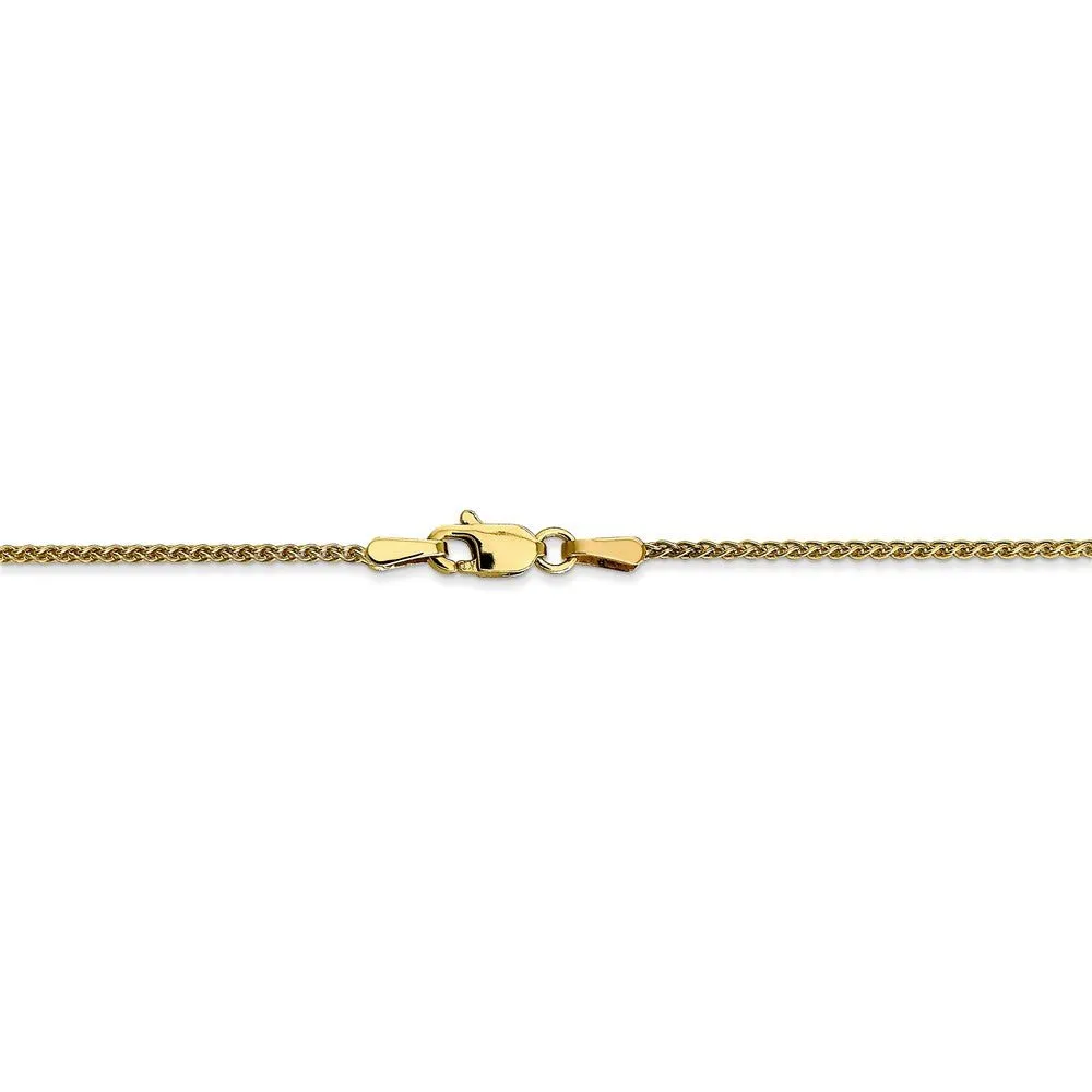 1.25mm 10k Yellow Gold Solid Spiga Chain Anklet, 10 Inch