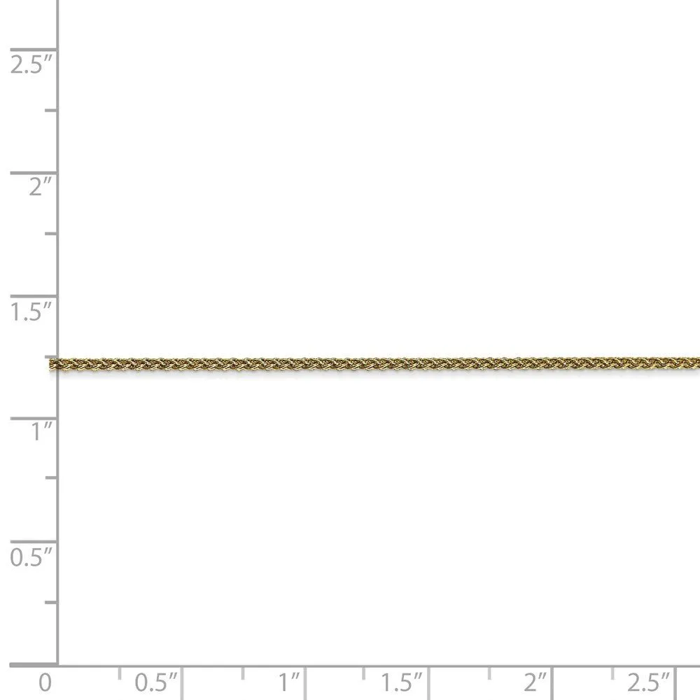 1.25mm 10k Yellow Gold Solid Spiga Chain Anklet, 10 Inch