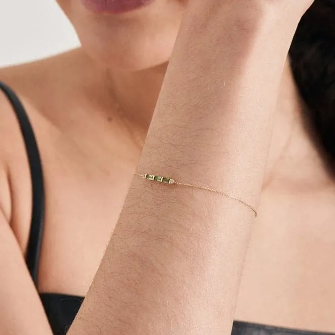 14ct Gold Tourmaline And White Sapphire Bar Bracelet BAU005-02YG
