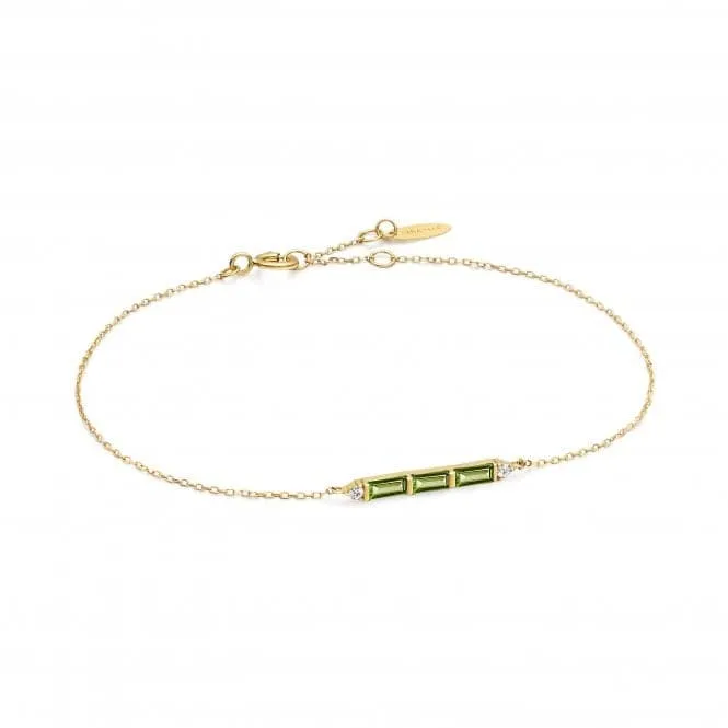 14ct Gold Tourmaline And White Sapphire Bar Bracelet BAU005-02YG