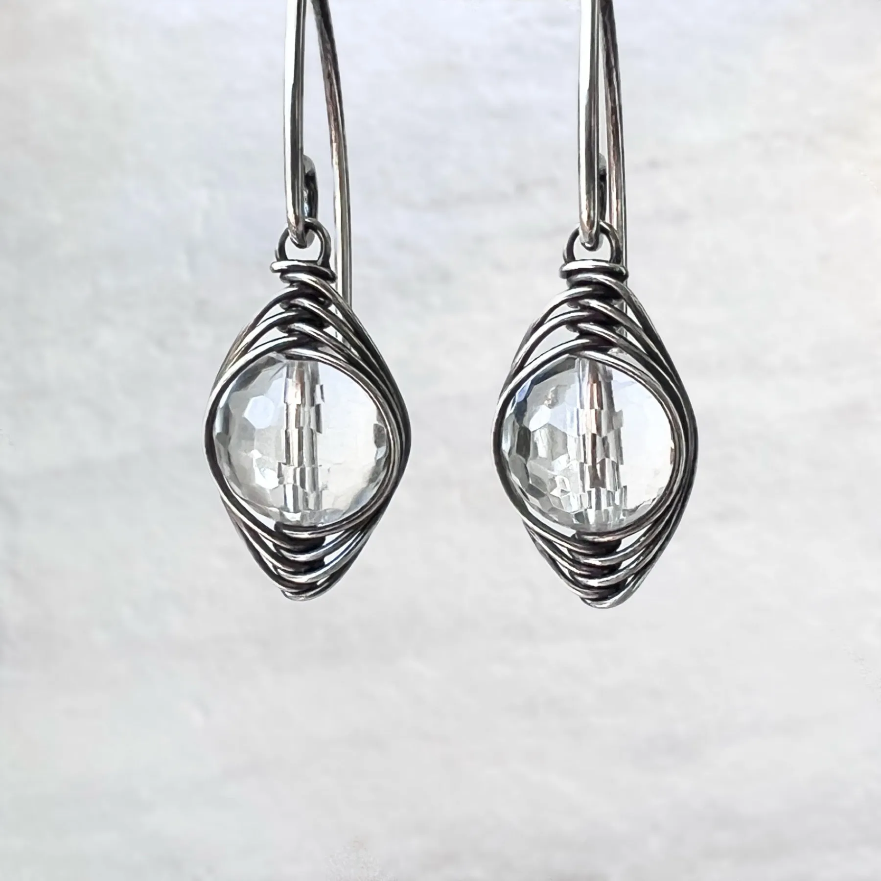 14k Goldfill Crystal Quartz Earrings | Genuine Rock Crystal Wire-wrapped Gold or Silver Dangle Earrings