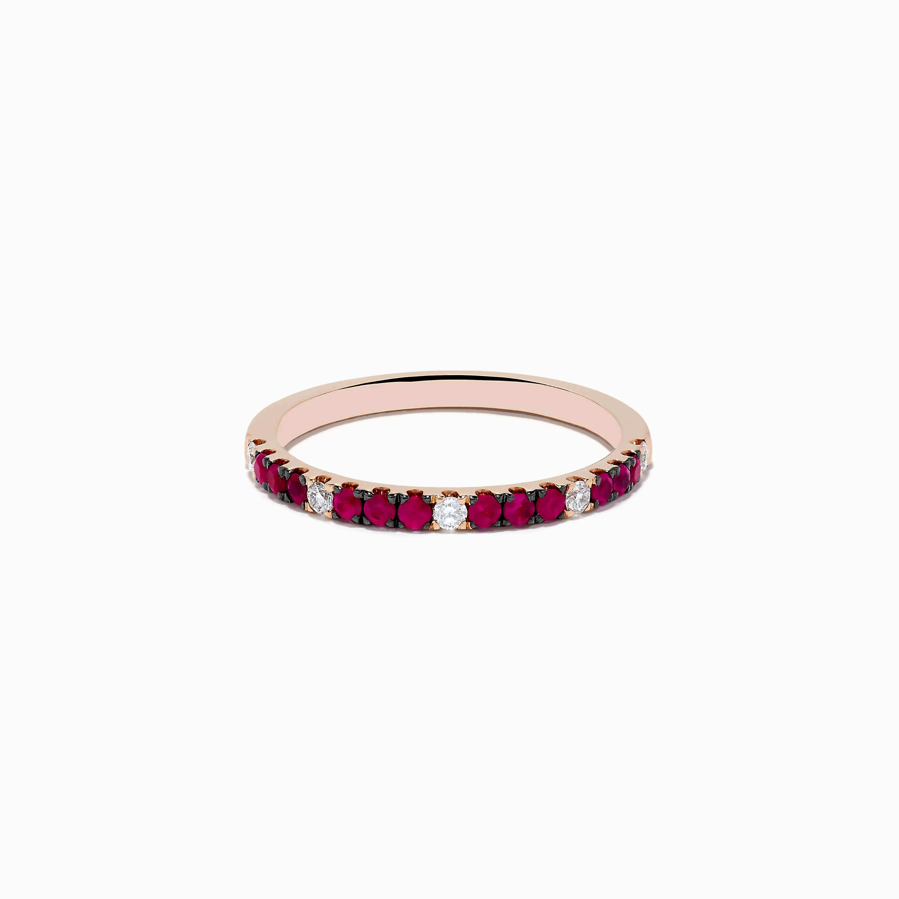 14k Rose Gold Ruby and Diamond Stacking Band