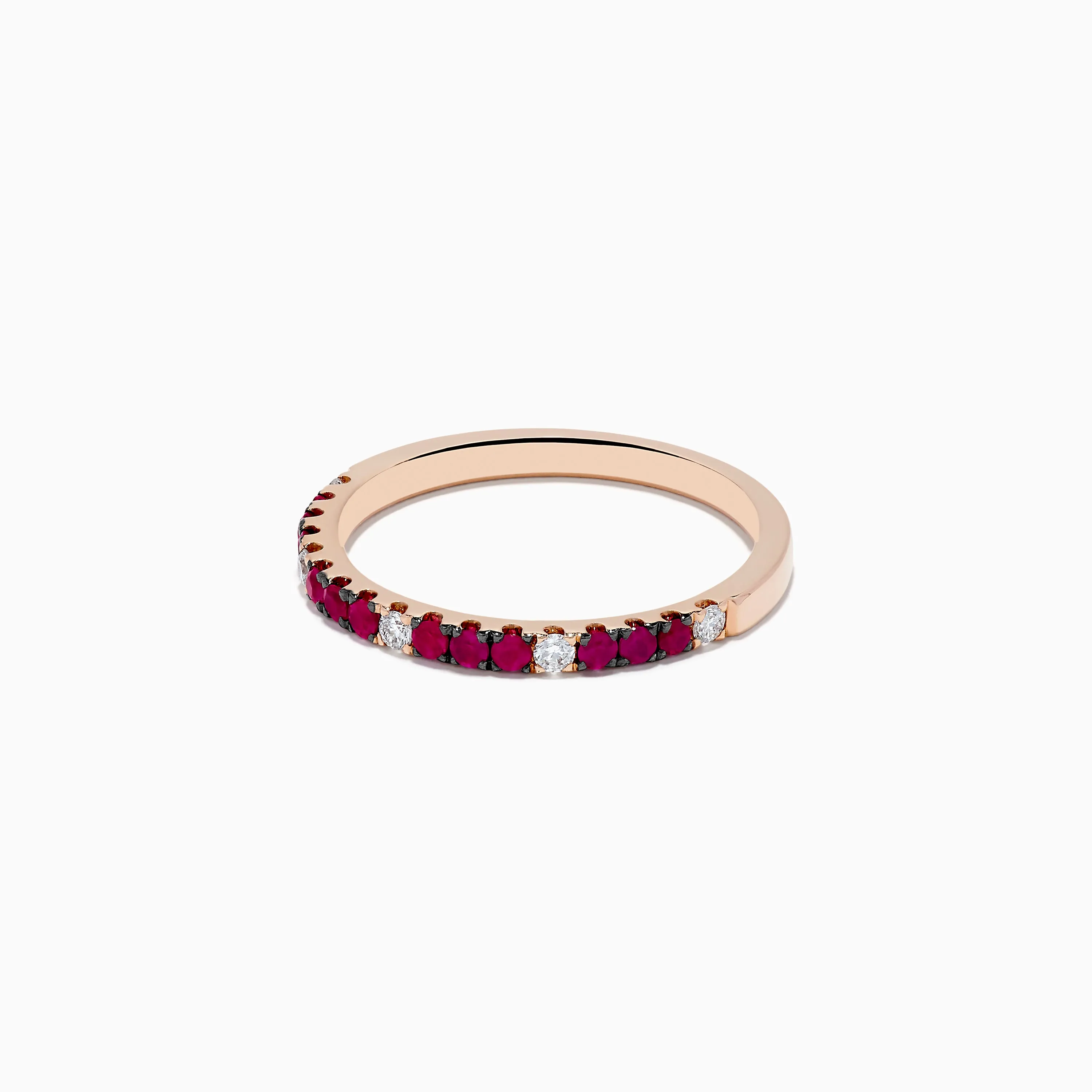 14k Rose Gold Ruby and Diamond Stacking Band