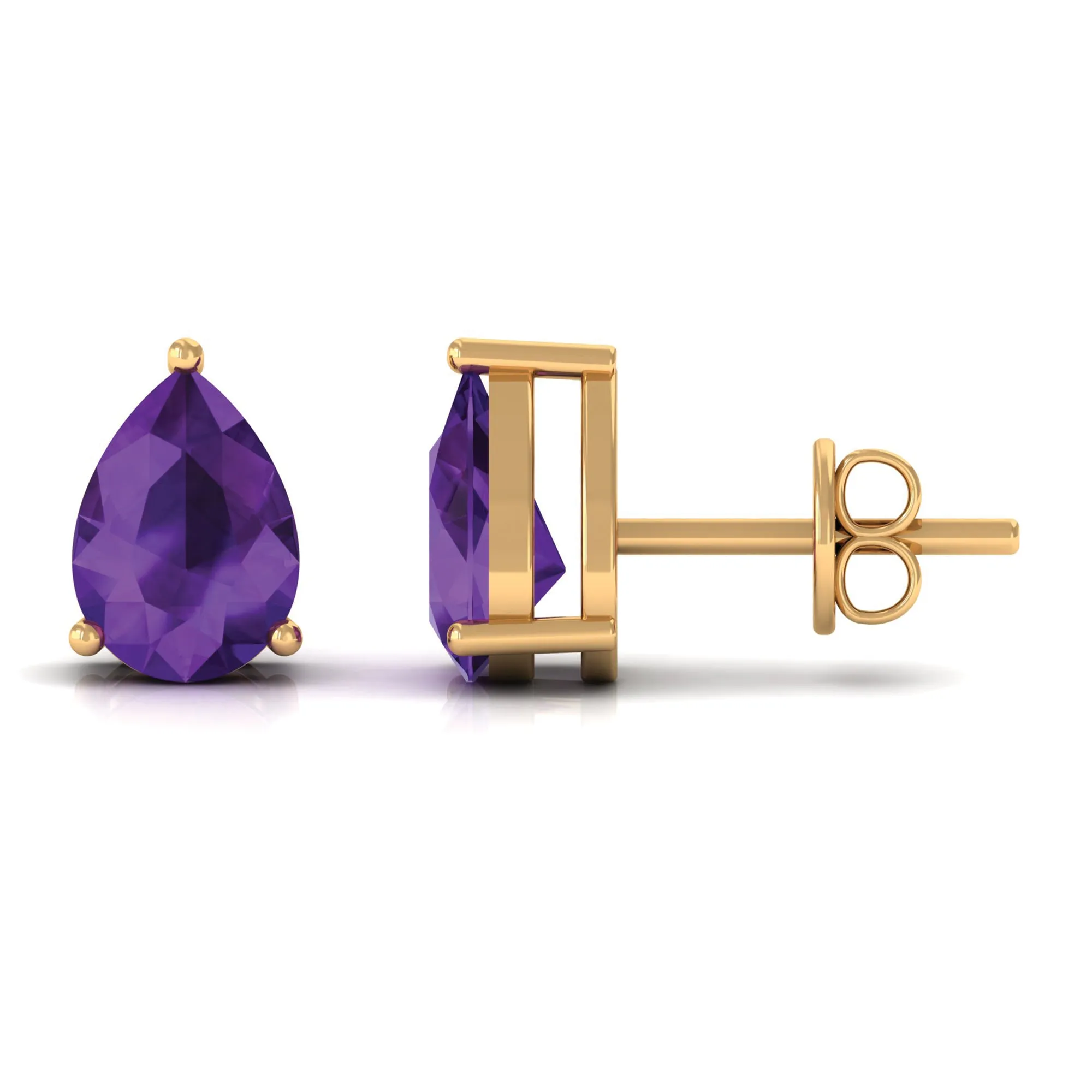 1.5 CT Pear Cut Amethyst Solitaire Earrings