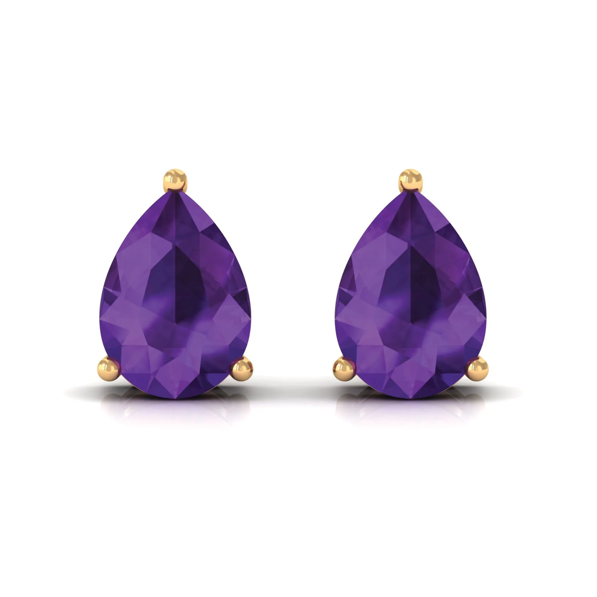 1.5 CT Pear Cut Amethyst Solitaire Earrings