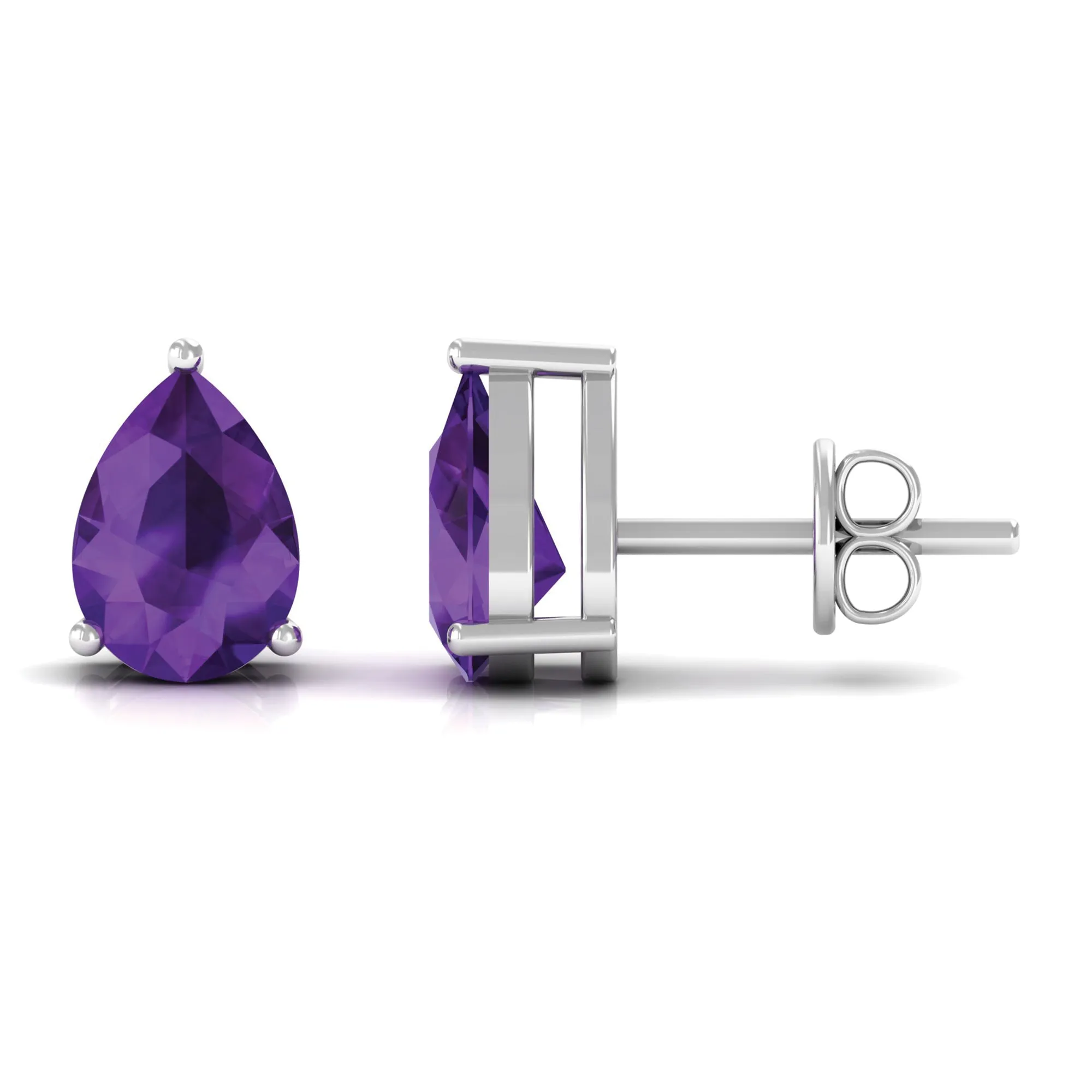 1.5 CT Pear Cut Amethyst Solitaire Earrings