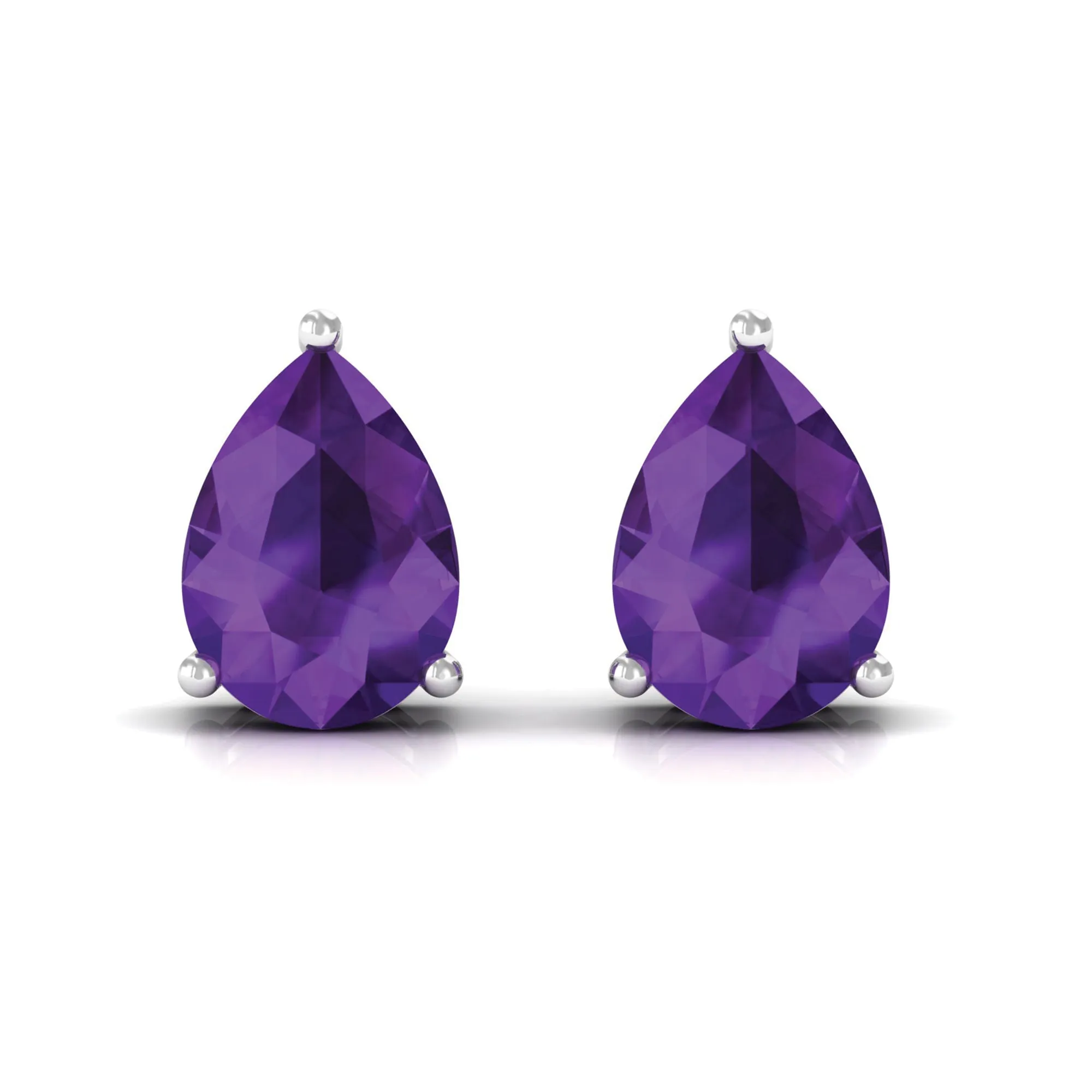 1.5 CT Pear Cut Amethyst Solitaire Earrings