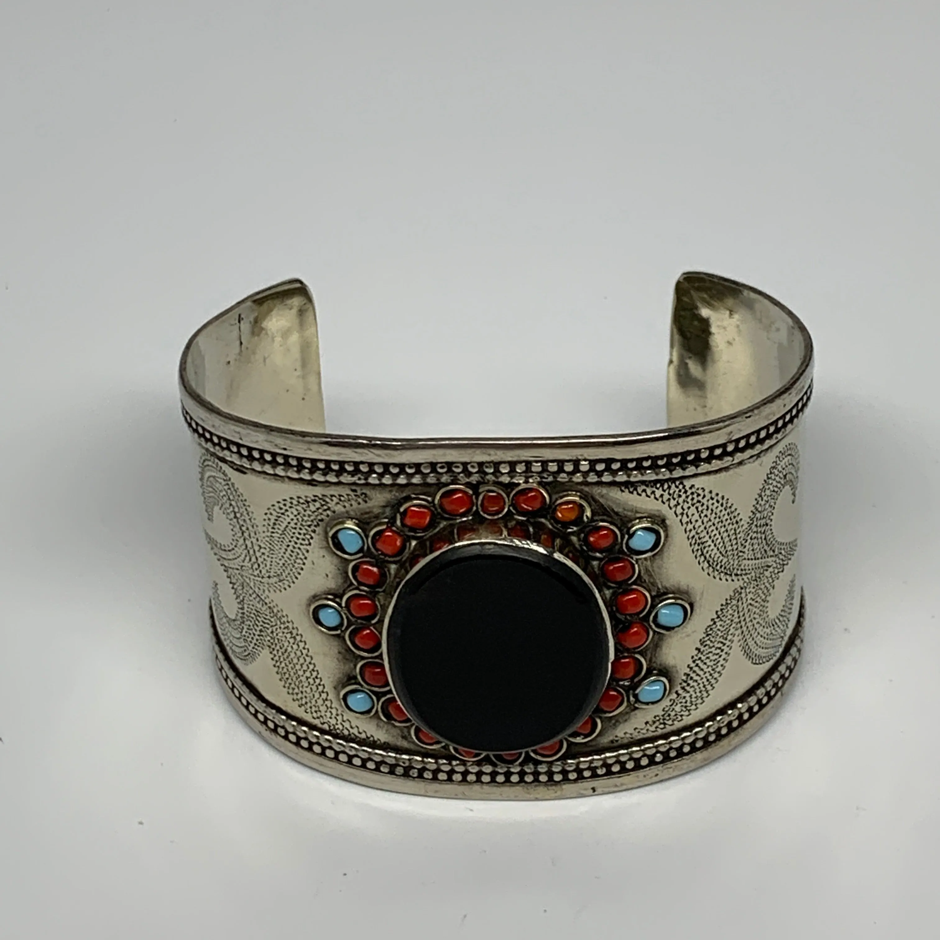 1.8" Vintage Reproduced Carnelian Turkmen Cuff Bracelet Tribal Small Round , B13