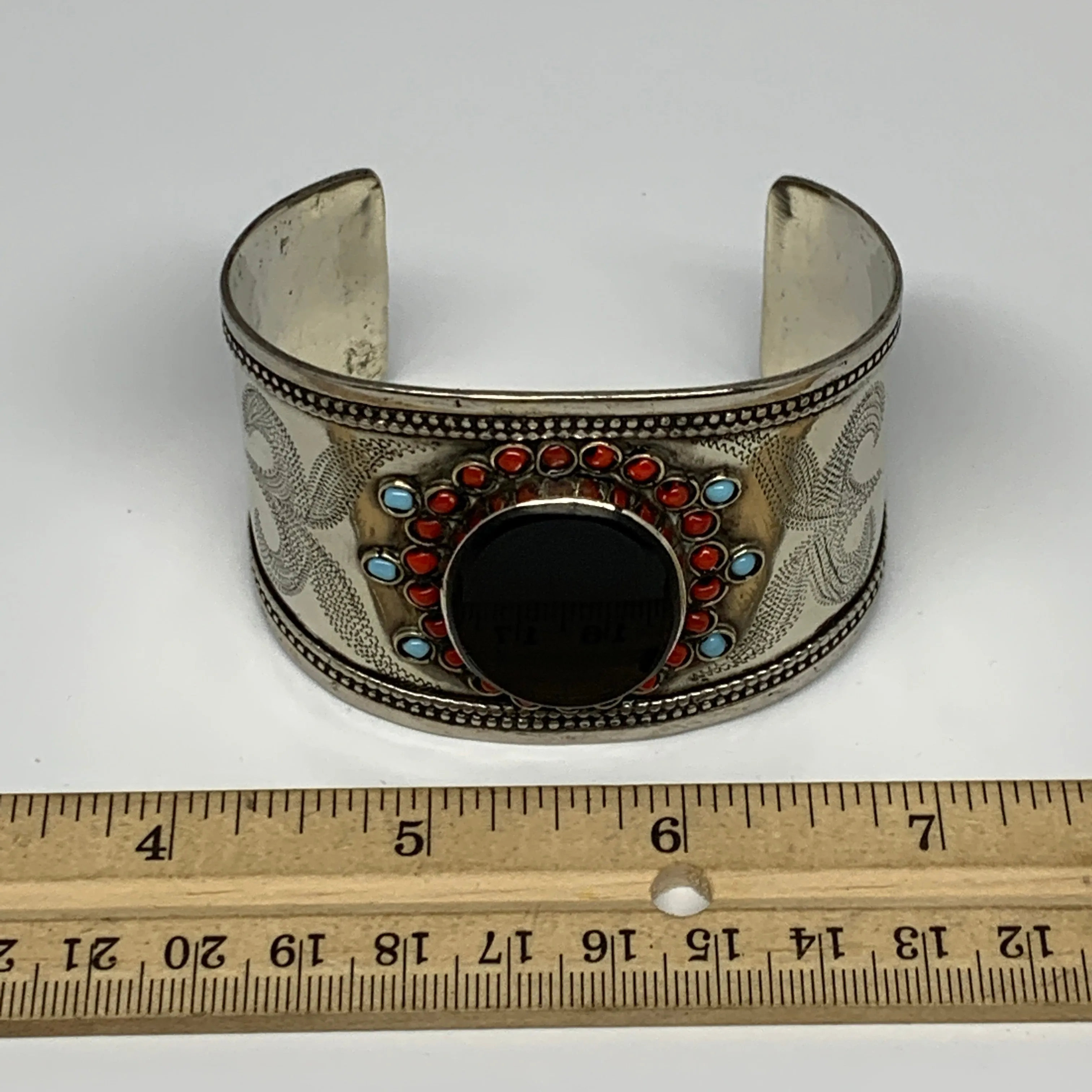 1.8" Vintage Reproduced Carnelian Turkmen Cuff Bracelet Tribal Small Round , B13