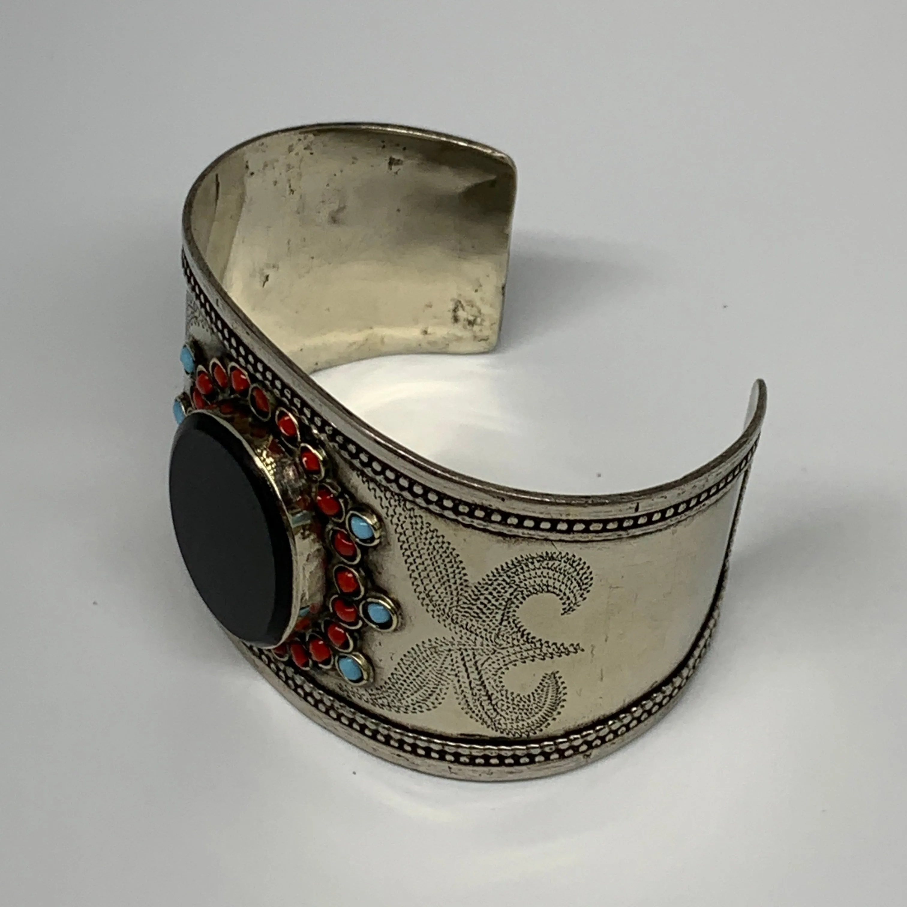 1.8" Vintage Reproduced Carnelian Turkmen Cuff Bracelet Tribal Small Round , B13