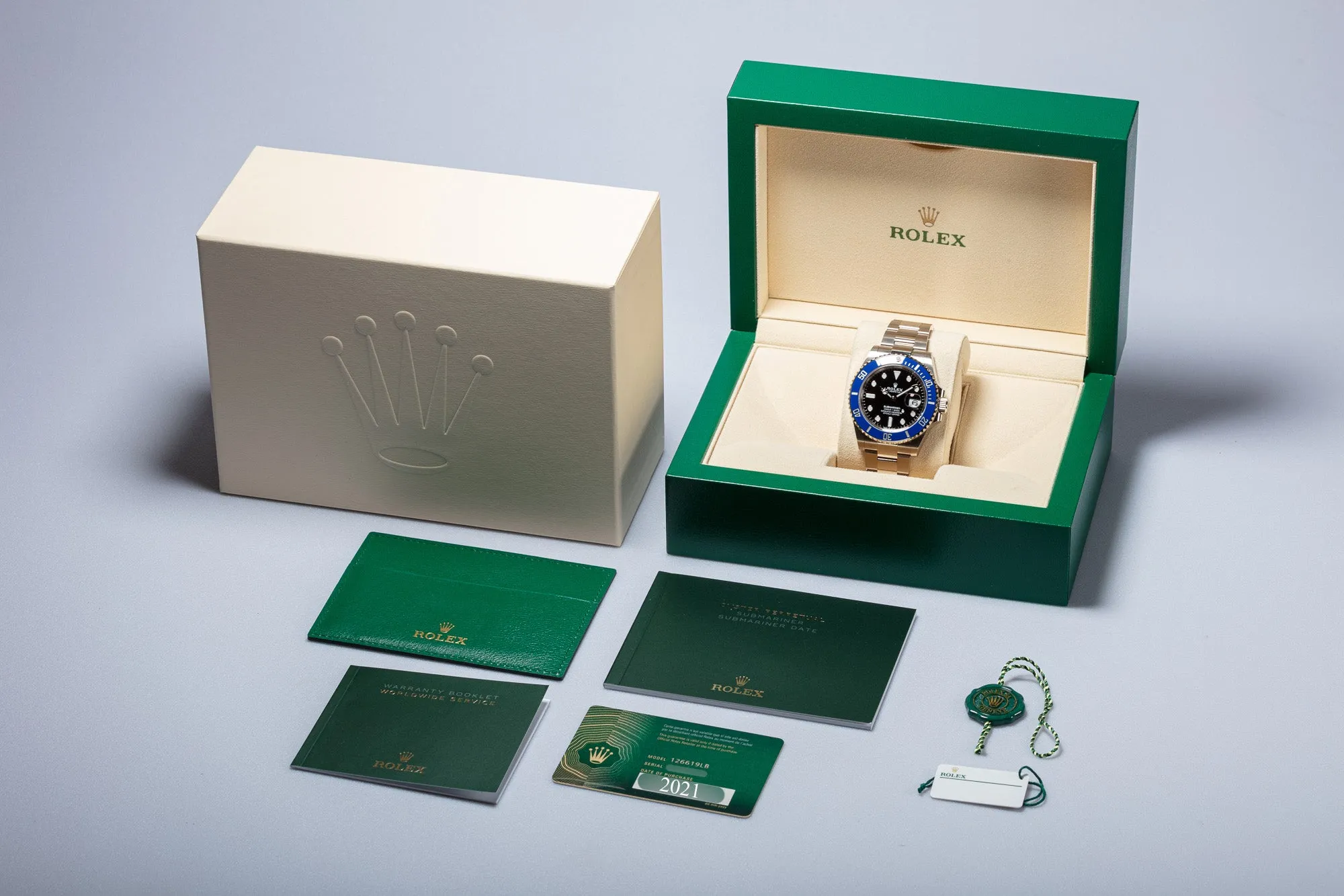 2021 Rolex 18K White Gold Submariner 126619LB "SMURF" with Box and Card