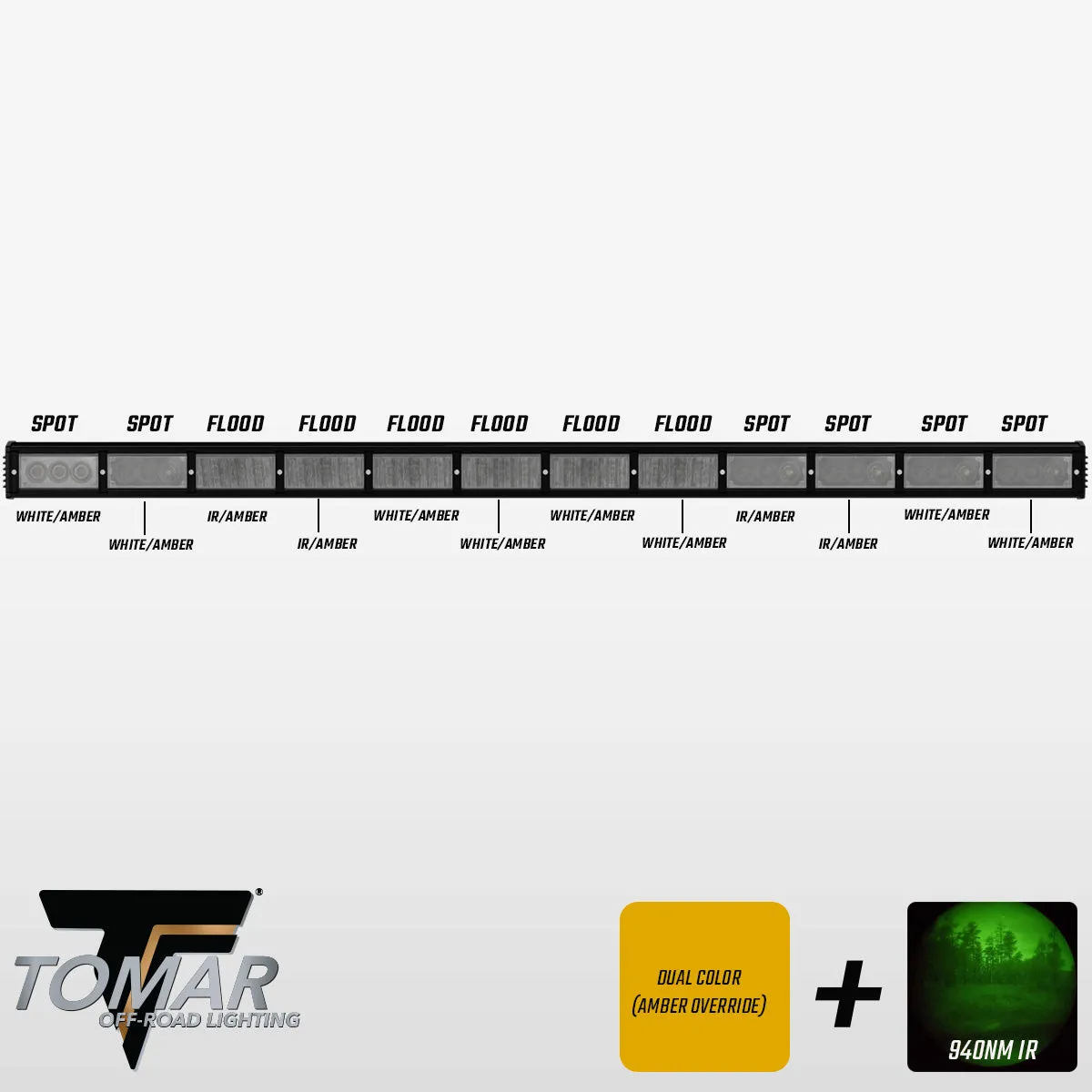 60" TRX Series Dual-Color Infrared LED Light Bar (White, IR, & Amber)