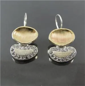 9k Yellow Gold Sterling Silver Zircon Earrings (I e612)