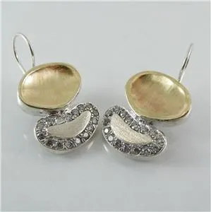 9k Yellow Gold Sterling Silver Zircon Earrings (I e612)