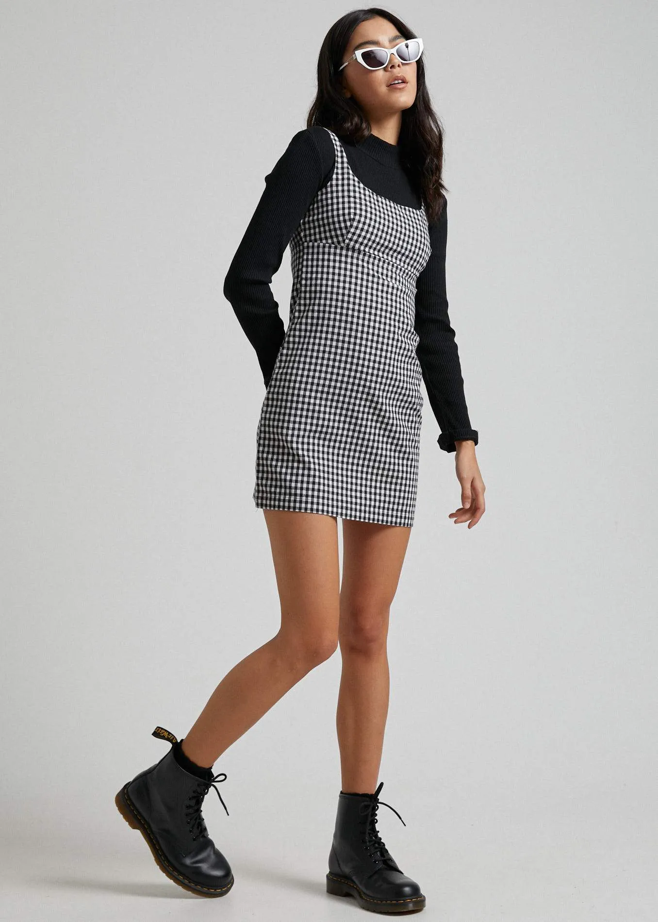 Afends Womens Winona - Gingham Mod Dress - Black & White