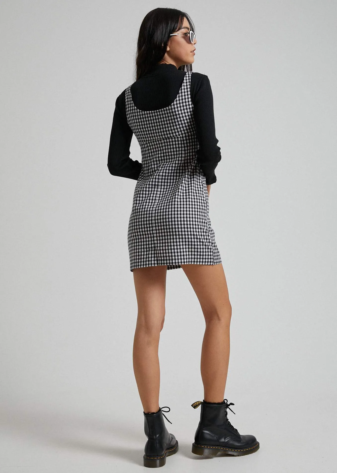 Afends Womens Winona - Gingham Mod Dress - Black & White