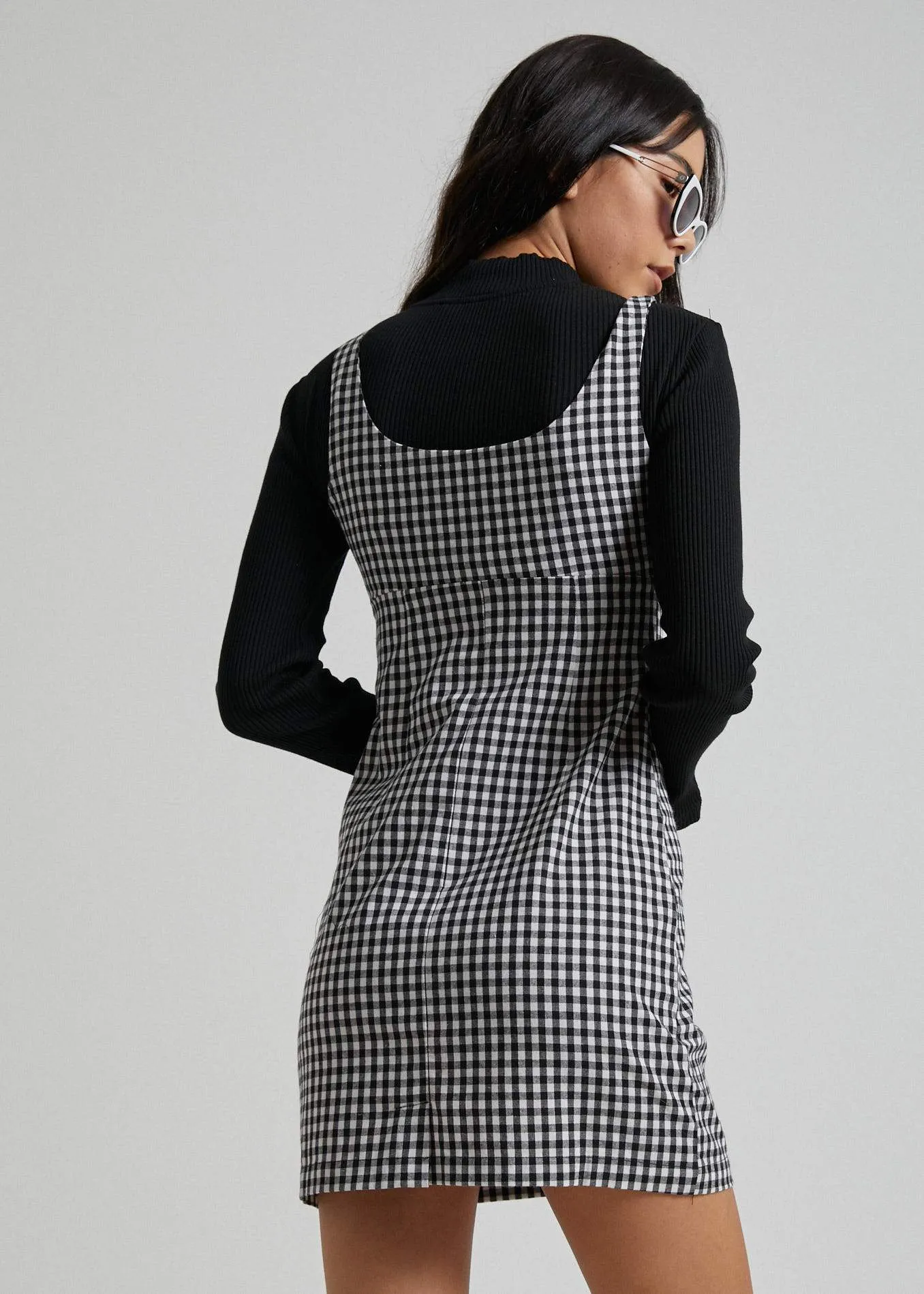 Afends Womens Winona - Gingham Mod Dress - Black & White