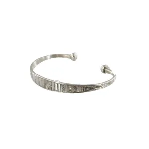 AFRA||Silver Bangle Bracelet, Finely Detailed Etching