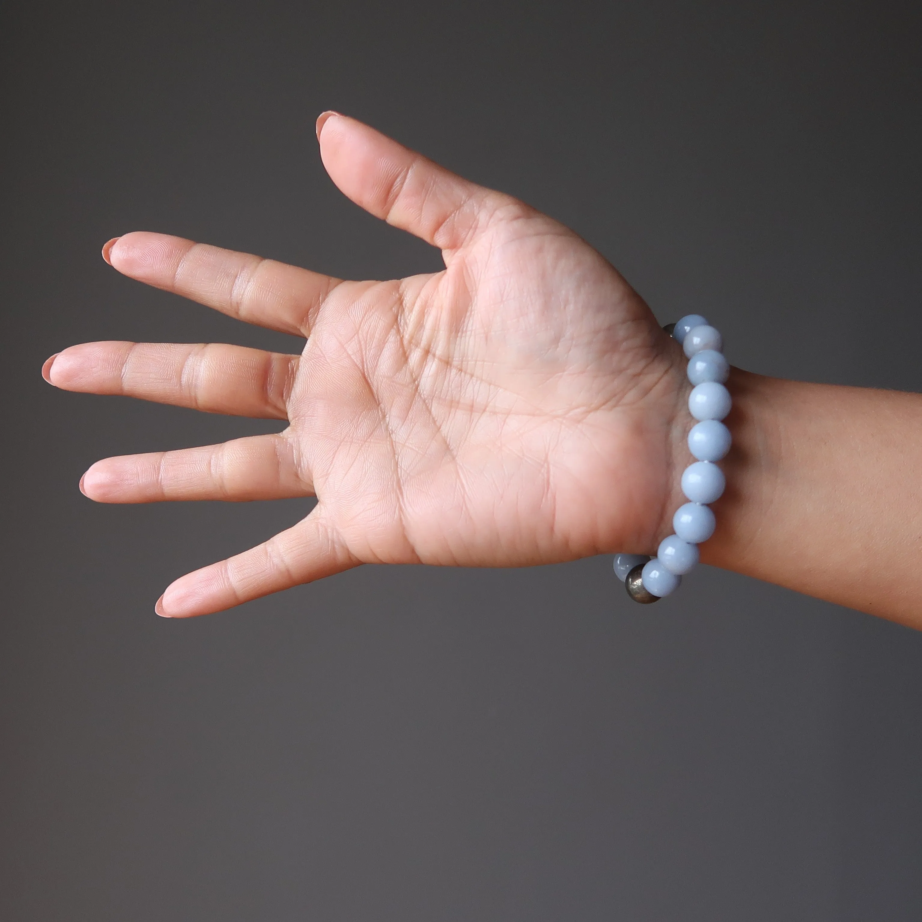 Angelite Pyrite Bracelet Angel of Abundance Rich Blue Gold