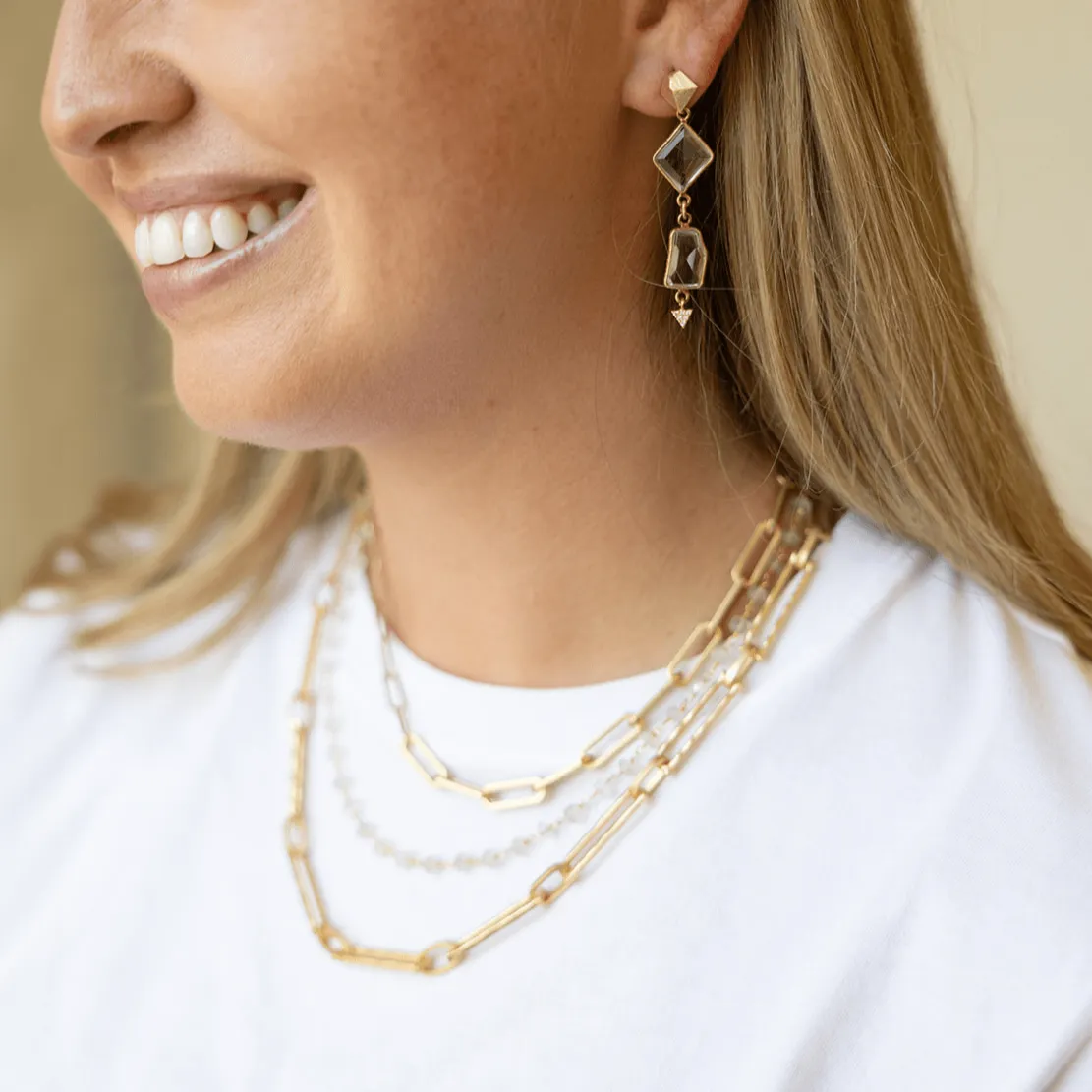 Asymmetrical Quartz Earrings