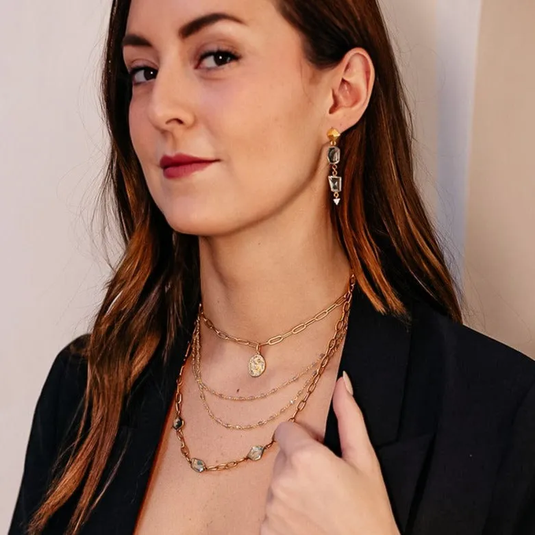Asymmetrical Quartz Earrings
