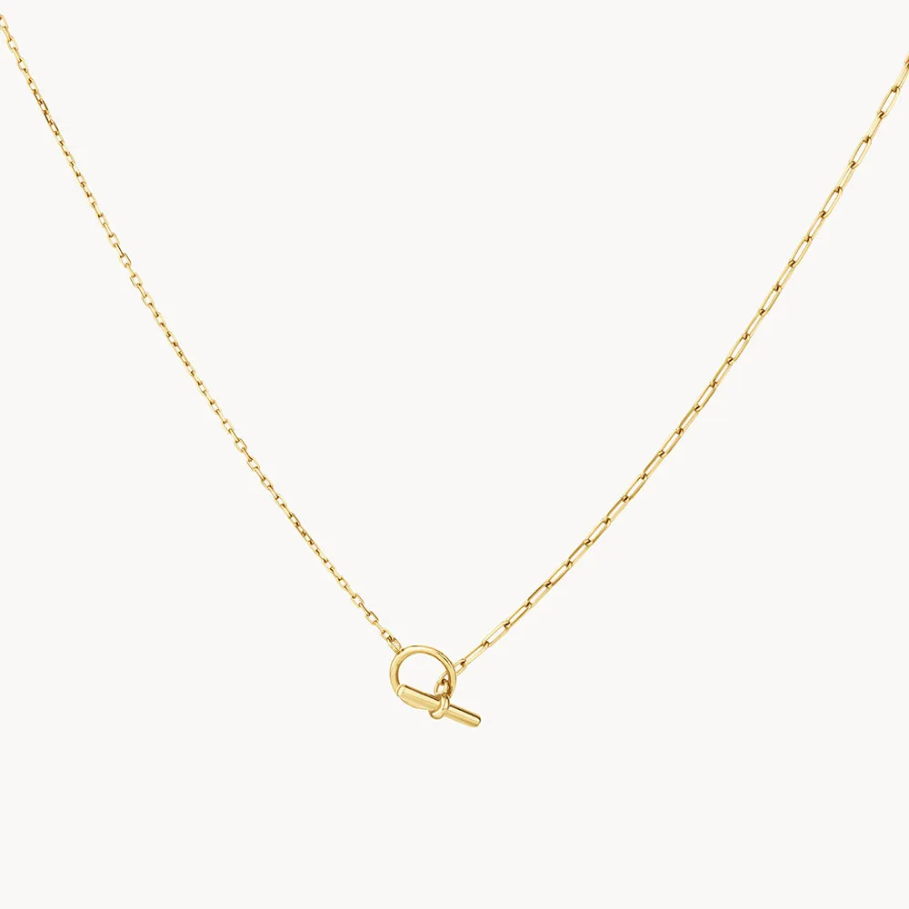 Aventurine Half Paperclip Fob Chain Necklace in Gold