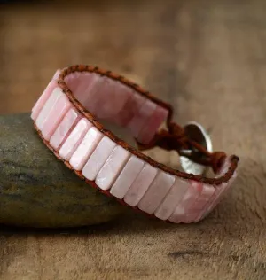 Boho Blush Pink Opal Stone Bracelet
