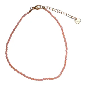 Bracelet/chaine de cheville Pierre de soleil perle facetté 2-3 mm avec fermoir acier inoxydable (référence 11)