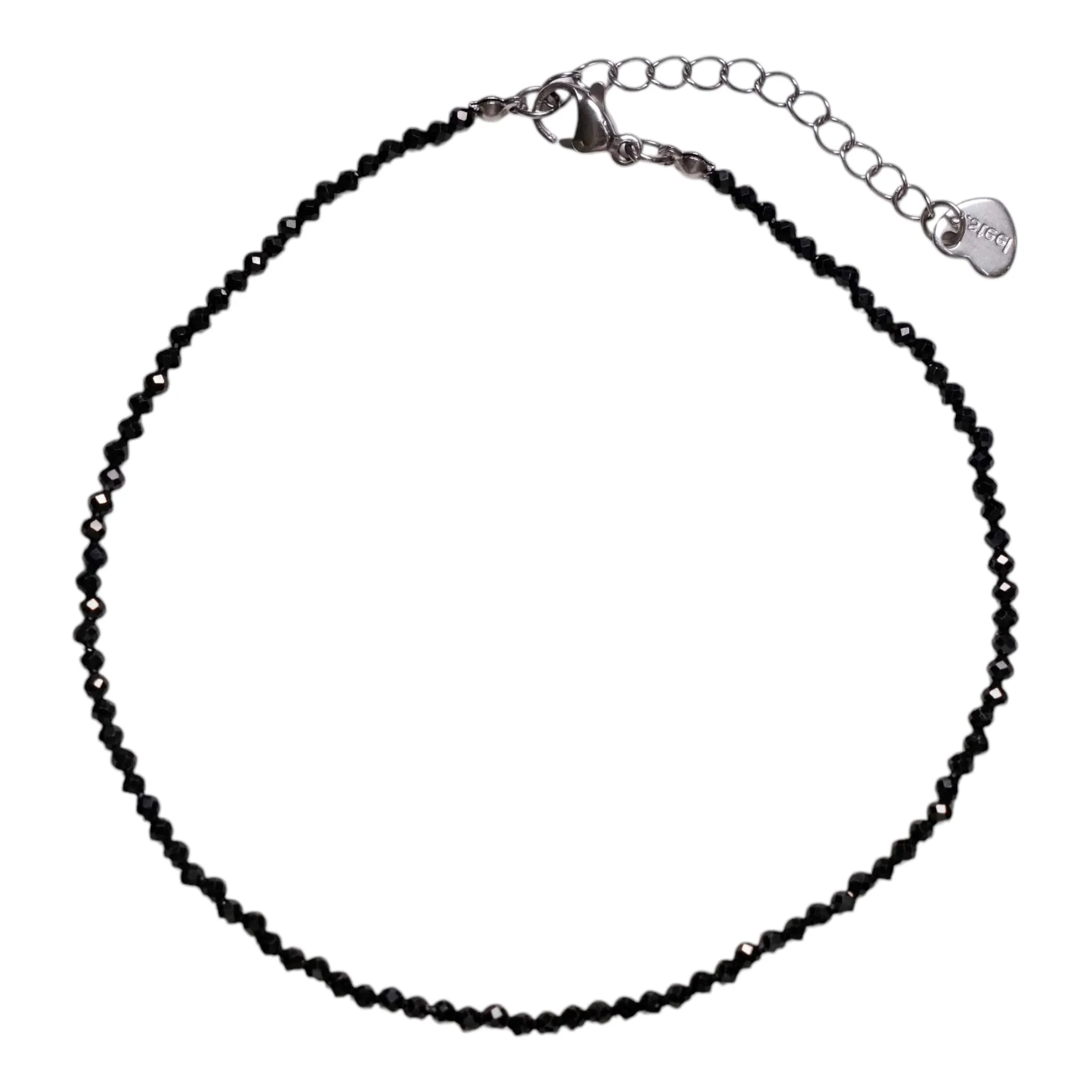 Bracelet/chaine de cheville Spinelle perle facetté 2-3 mm avec fermoir acier inoxydable (référence 14)