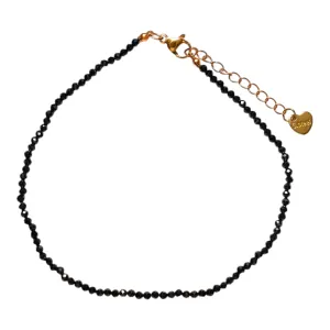 Bracelet/chaine de cheville Spinelle perle facetté 2-3 mm avec fermoir acier inoxydable (référence 14)