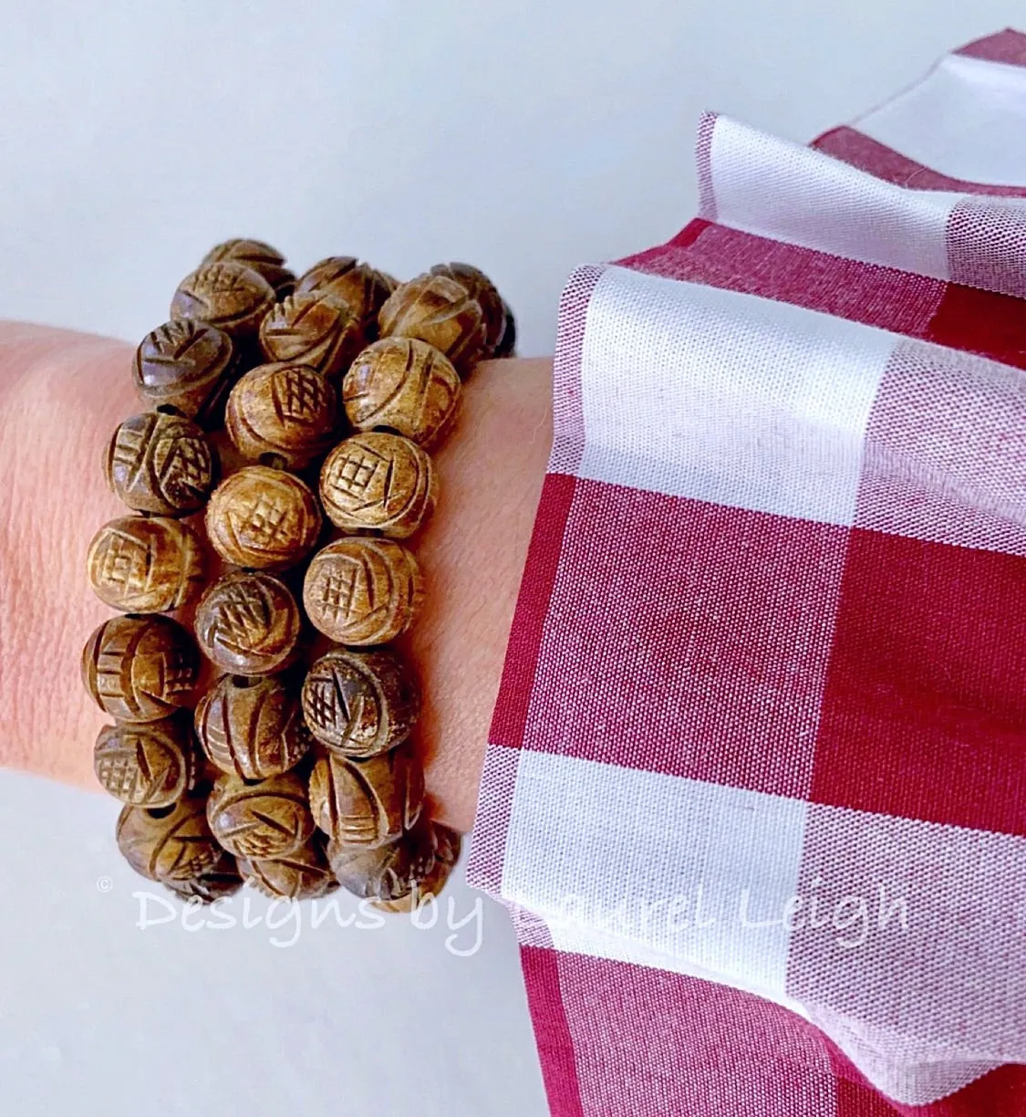 Brown Carved Horn Beaded Bracelet