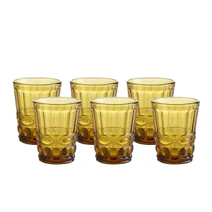 Colored Water Glass Vintage-Pressed Pattern 8 Ounce Wedding Wine Glass set of 6- Solid