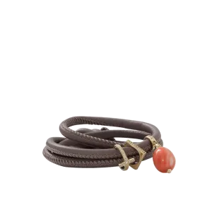 Coral And Diamond Cross  Wrap Bracelet/Choker