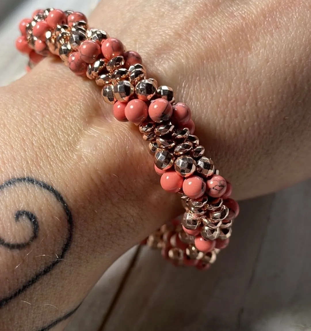 Coral love crocheted bracelet