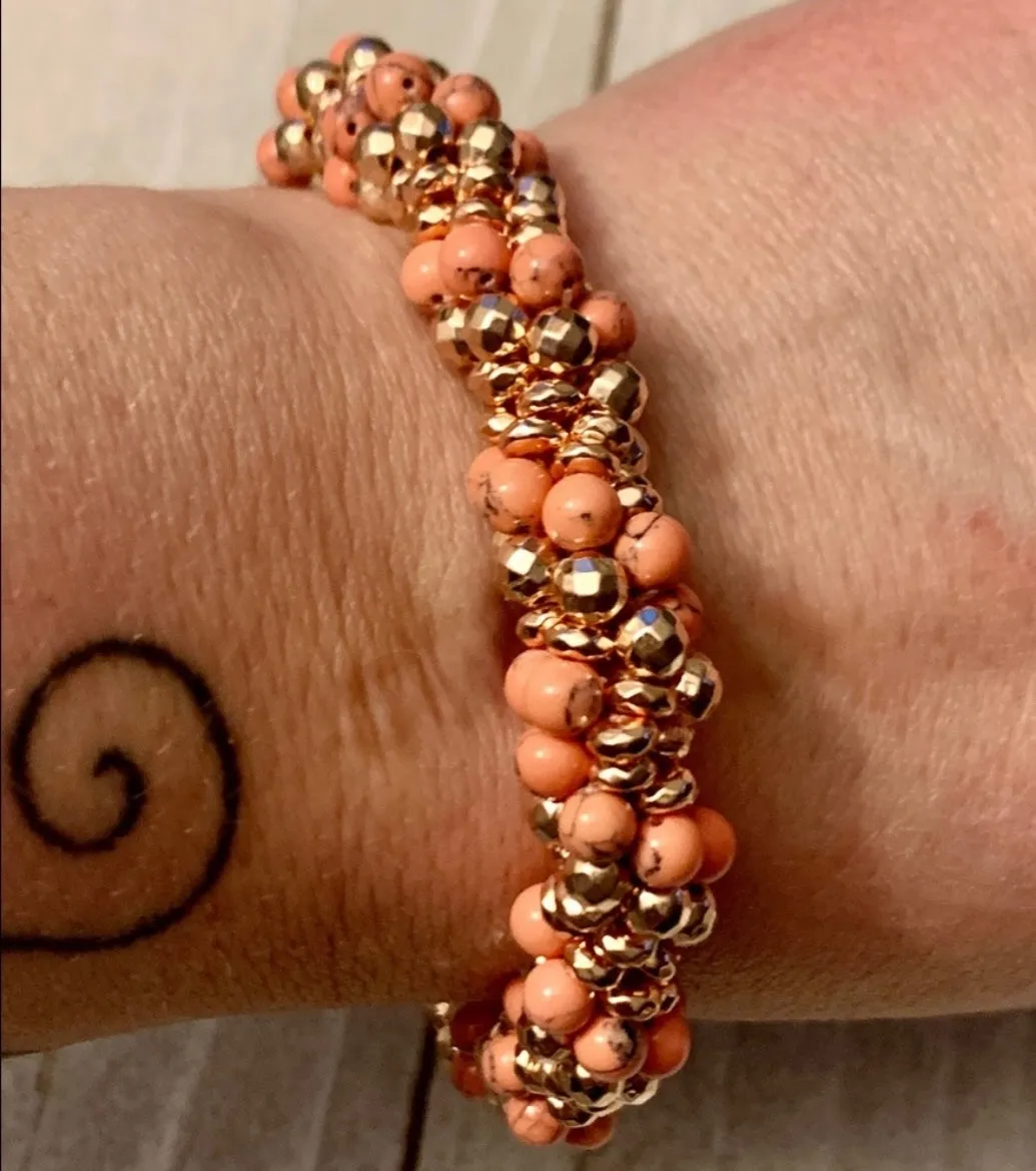 Coral love crocheted bracelet