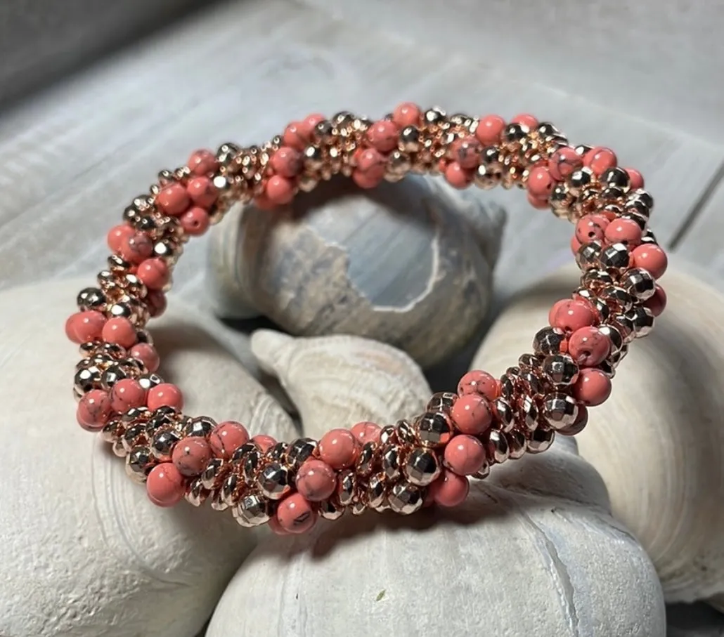 Coral love crocheted bracelet