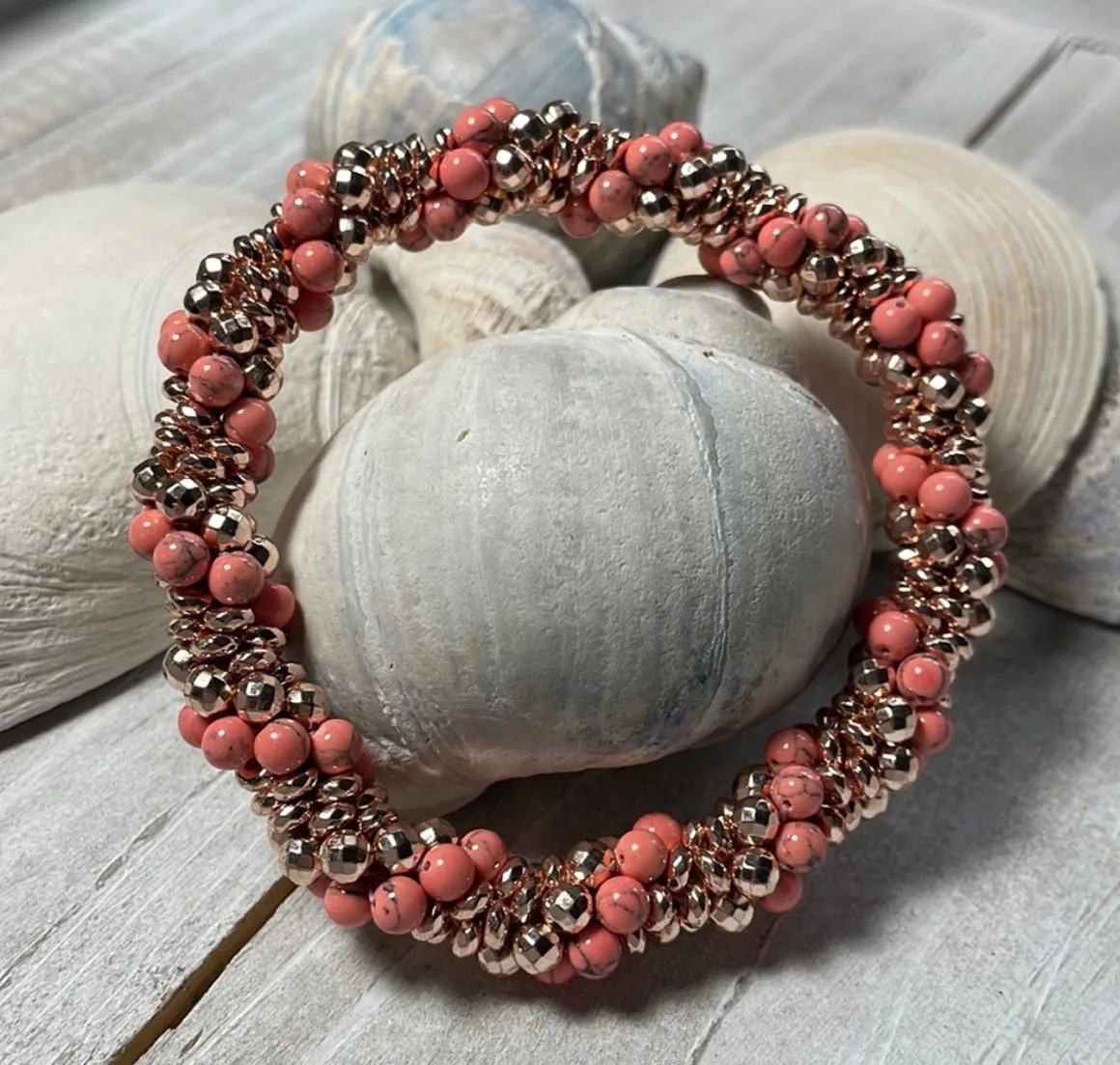 Coral love crocheted bracelet