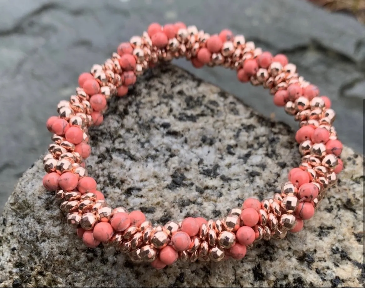 Coral love crocheted bracelet