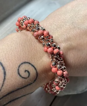 Coral love crocheted bracelet