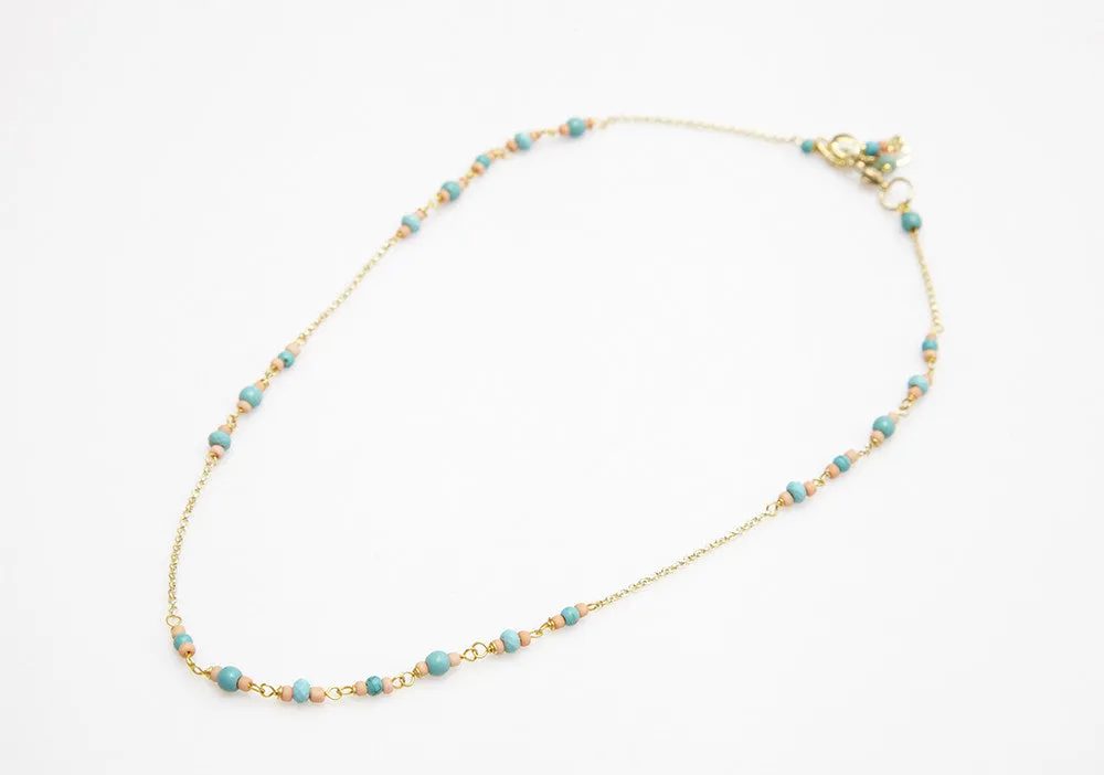 Delicate Double Row Anklet with Beads