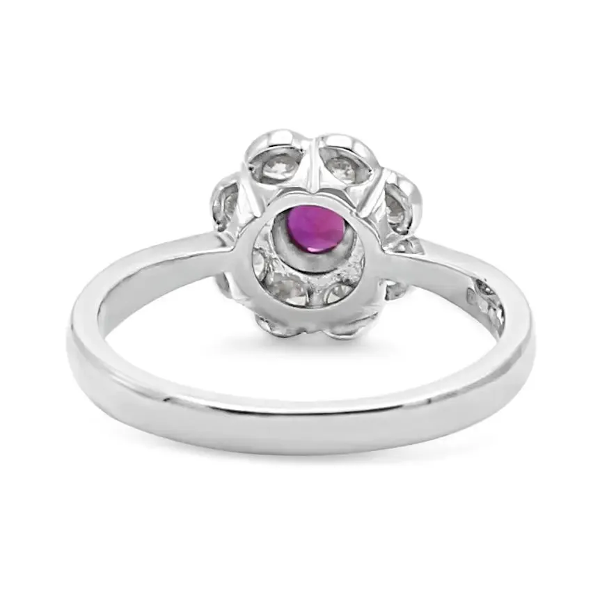 Diamond & Ruby Daisy Cluster Ring.