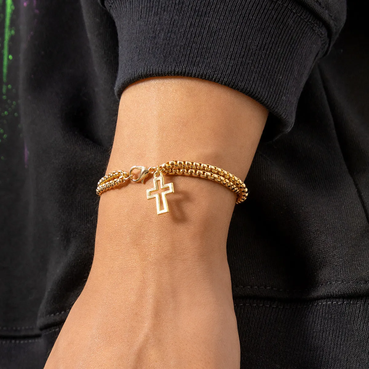 Double Hollow Cross Unisex Bracelet