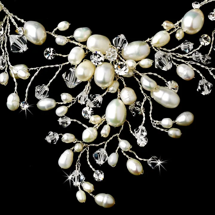 Dramatic Crystal & Freshwater Pearl Bridal Jewelry Set
