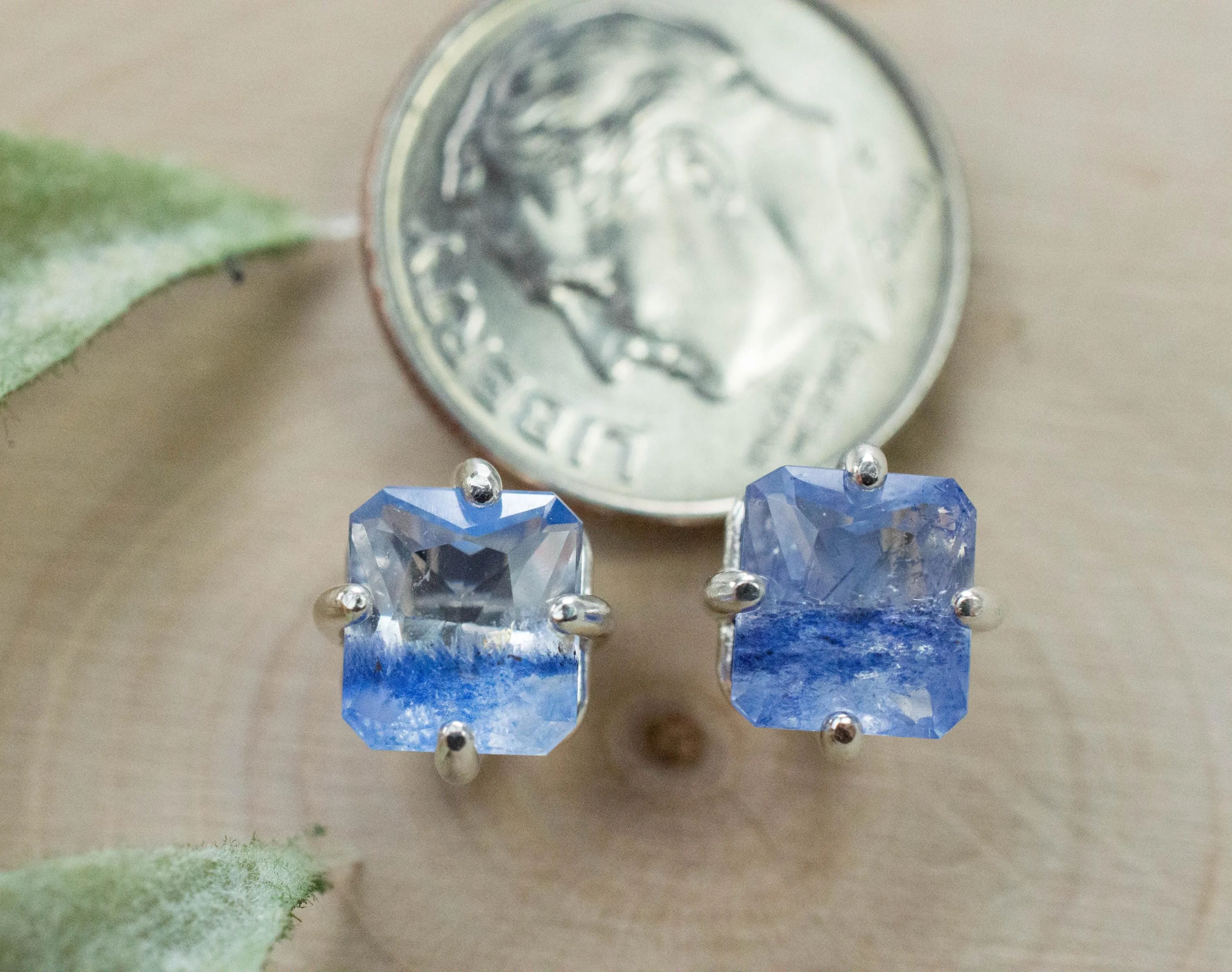 Dumortierite Quartz Earrings; Natural Untreated Brazil Dumortierite; 2.310cts