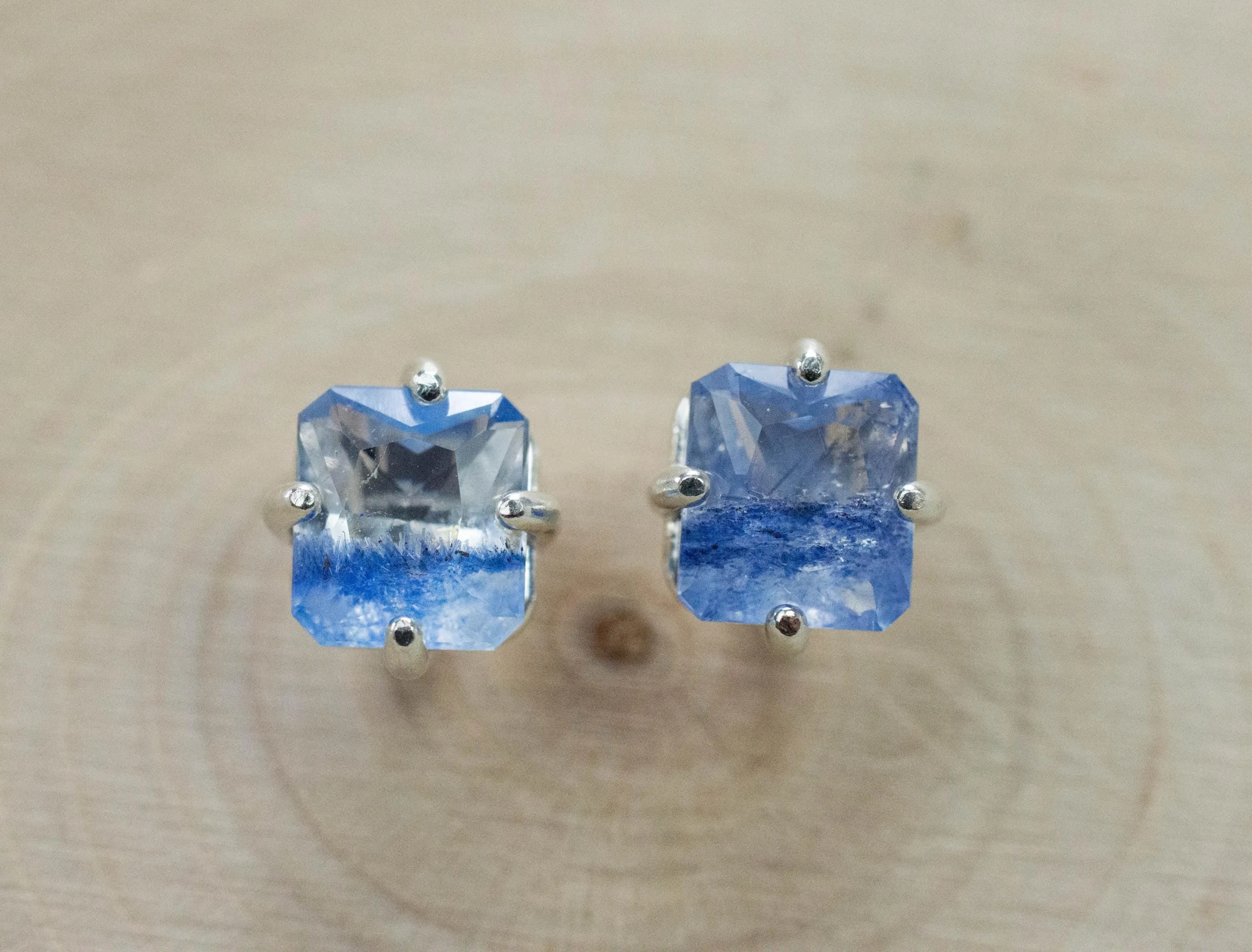 Dumortierite Quartz Earrings; Natural Untreated Brazil Dumortierite; 2.310cts
