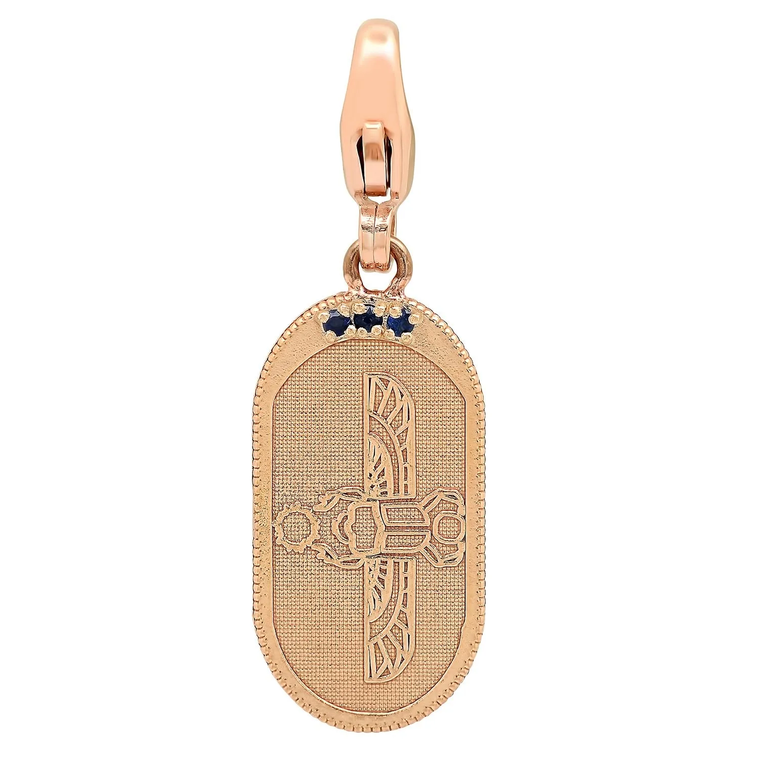 Egyptian Scarab Oval Charm   Sapphire