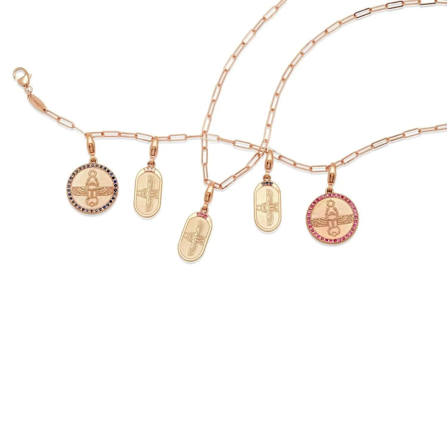 Egyptian Scarab Oval Charm   Sapphire