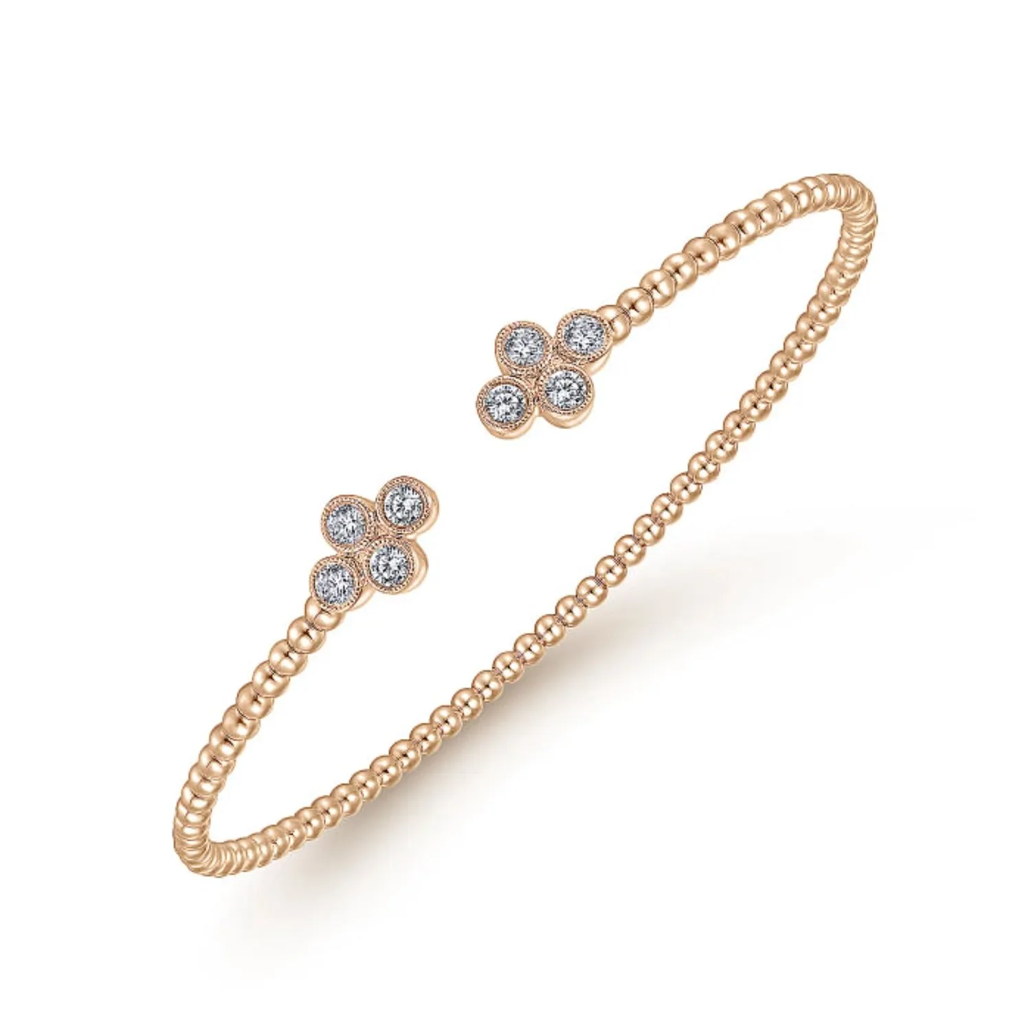 Gabriel & Co. Bujukan Open Bangle Clover Shaped Diamond Bracelet
