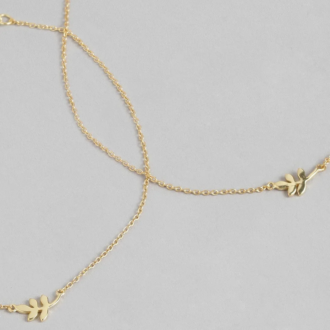 Golden Glow Leaf Gold Plated 925 Sterling Silver Anklet