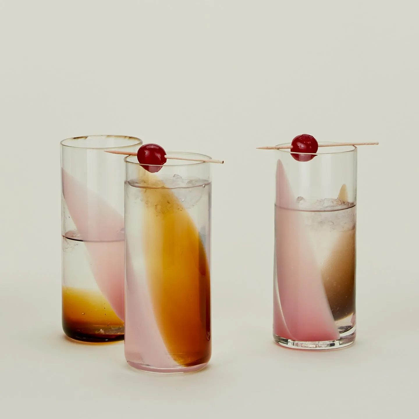 Hand Blown Highball - Blush/Amber